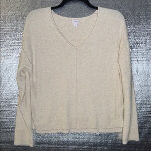 Auden Cream Knit V-Neck Top
